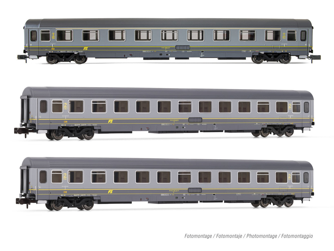 Arnold HIN4393 FS UIC-Z1 Grey/Yellow Coach Set (3) V N Gauge