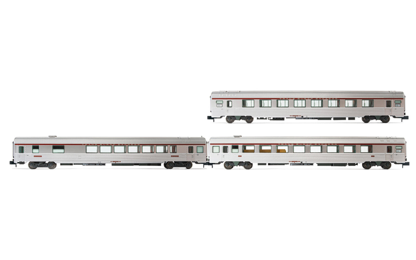 Arnold SNCF TEE Cisaplin Milan-Paris Coach Set Silver (3) IV HIN4440 N Gauge