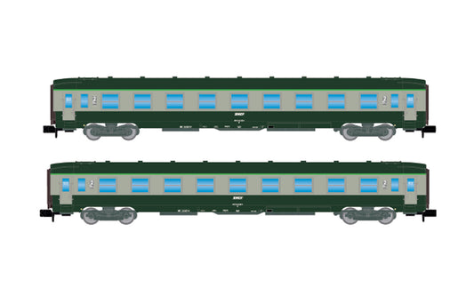 Arnold SNCF DEV AO (B9) Coach Set Green/Grey (2) IV HIN4448 N Gauge