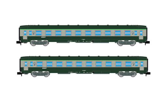 Arnold SNCF DEV AO (B10) Coach Set Green/Grey (2) IV HIN4449 N Gauge