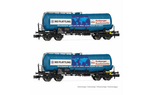 Arnold HIN6542  DBAG Amberger Kaolinwerke 4 Axle Tank Wagon Set (2) V N Gauge