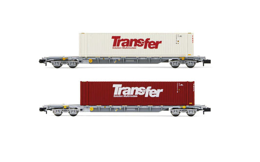 Arnold SNCF Bogie Flat Wagon w/45' Trans-Fer Container Set (2) V HIN6584 N Gauge