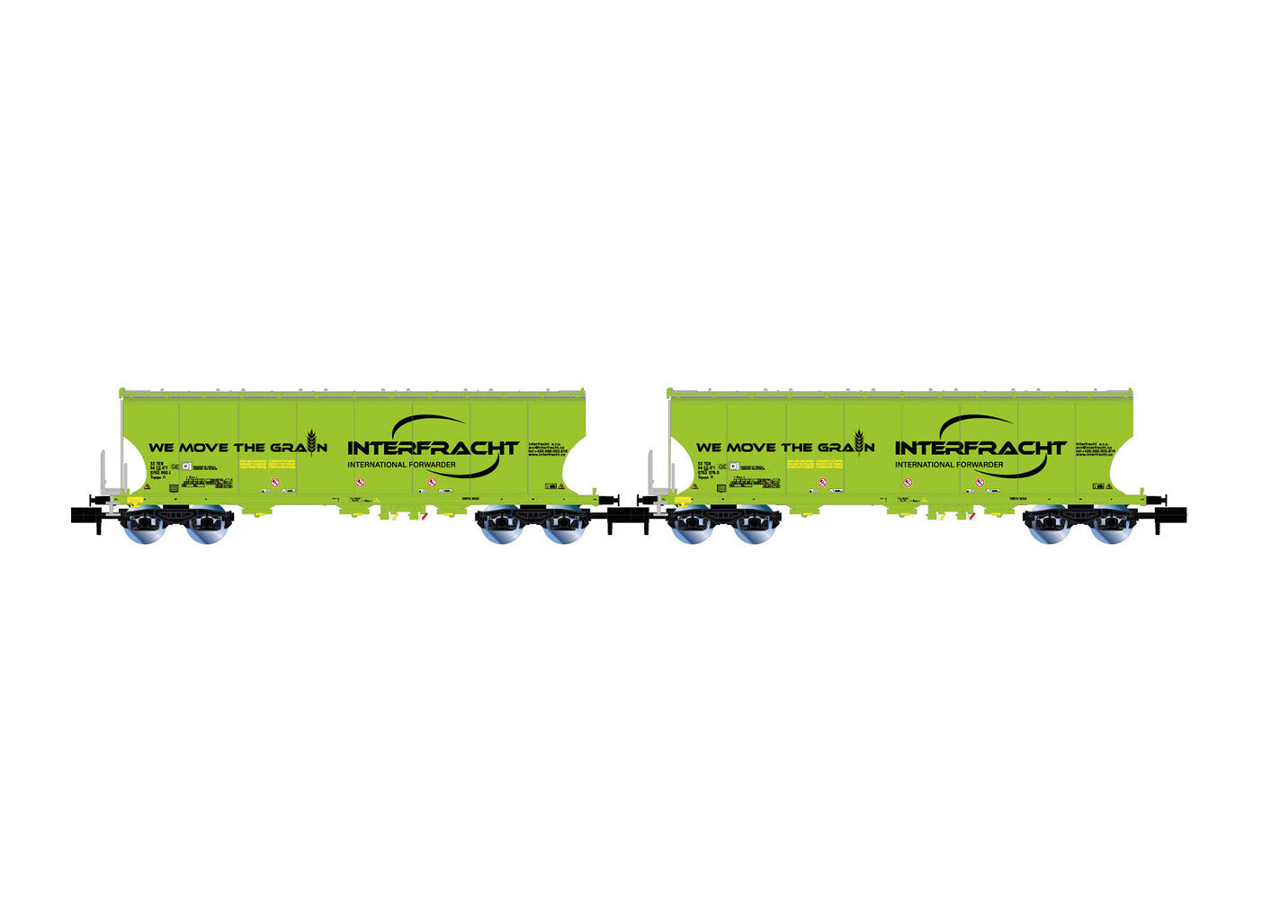 Arnold CZ Interfracht Silo Wagon Neongreen Set (2) IV HIN6625 N Gauge