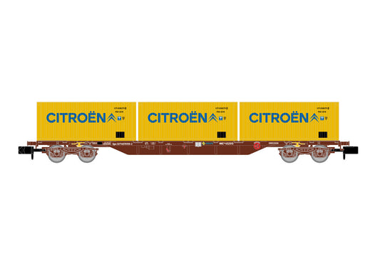 Arnold RENFE MMC3 Flat Wagon w/3x20' Citroen Containers IV HIN6652 N Gauge