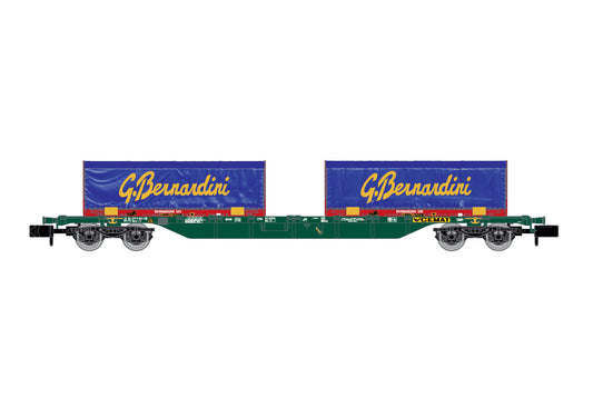 Arnold FS CEMAT Sgnss Flat Wagon w/2x22' Gruppo Containers VI HIN6655 N Gauge