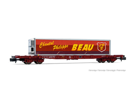 Arnold HIN6727 Touax S70 Flat Wagon w/Chantal Phillipe Beau Container VI N Gauge