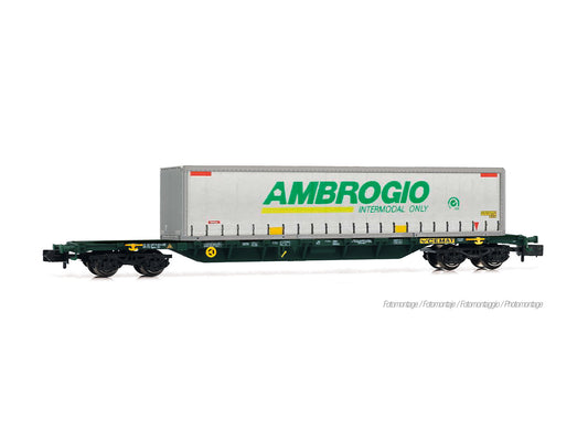 Arnold HIN6730 Cemat Sgnss Flat Wagon w/Ambrogio Swapbody Load V N Gauge