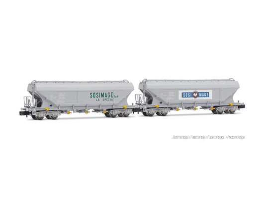 Arnold HIN6736 FS Sosimage Flat Sided Hopper Wagon Set (2) IV N Gauge