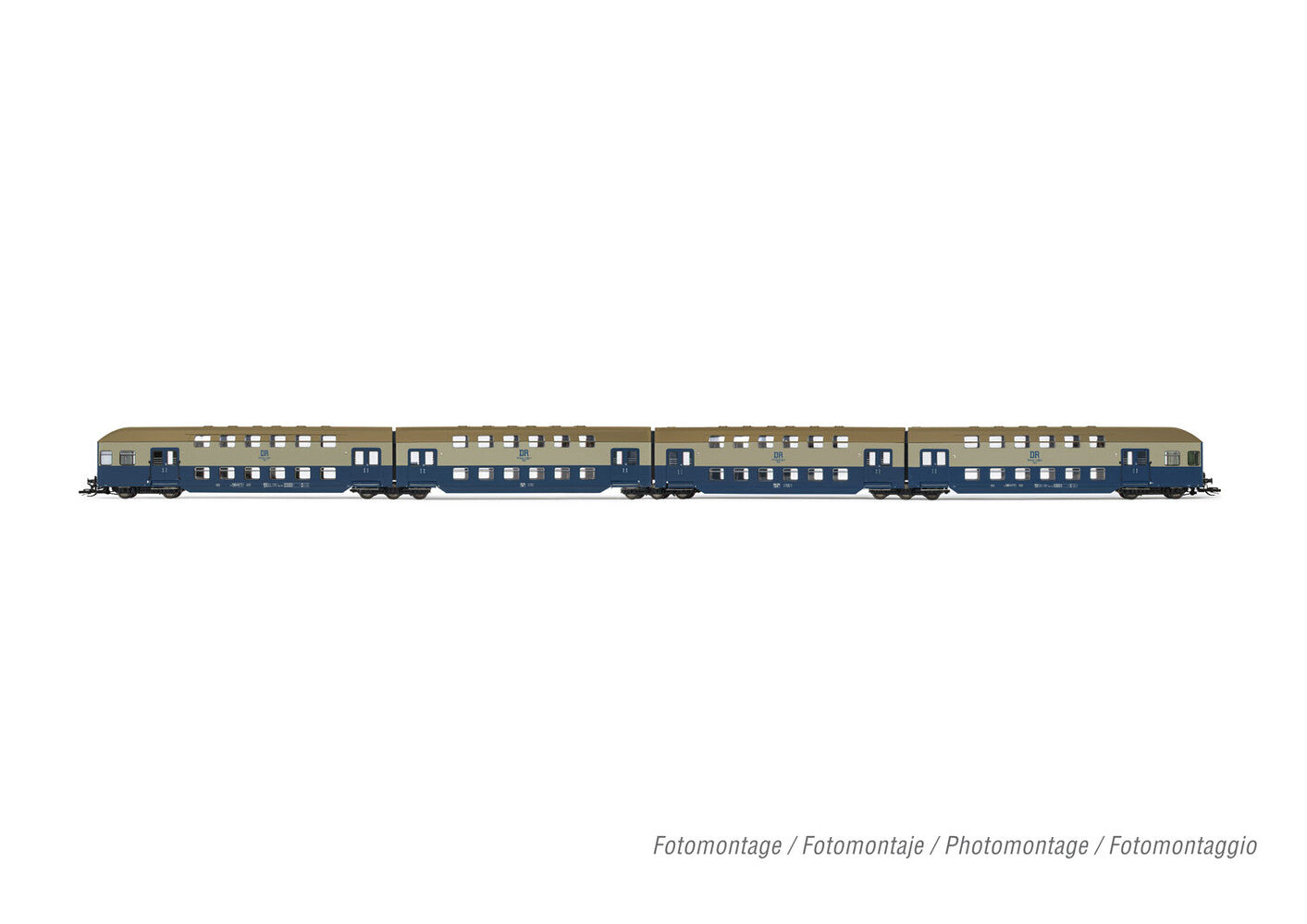 Arnold DR Bi-Level Coach Set Blue/Grey (4) IV HIN9521 TT Gauge