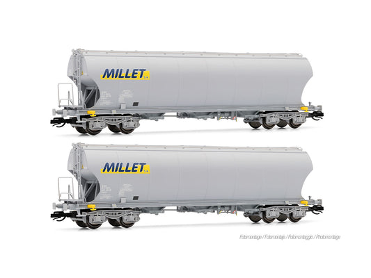 Arnold HIN9763 MISA Millet Round Sided Hopper Wagon Set (2) VI TT Gauge
