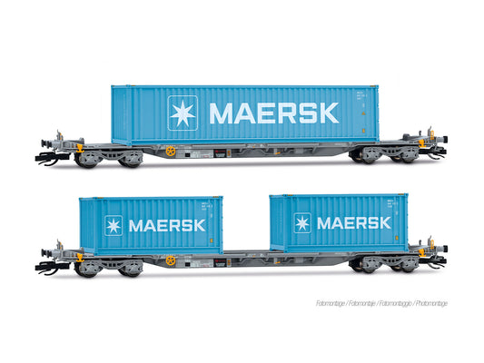 Arnold HIN9765 DBAG Flat Wagon w/Maersk Container Load Set (2) VI TT Gauge