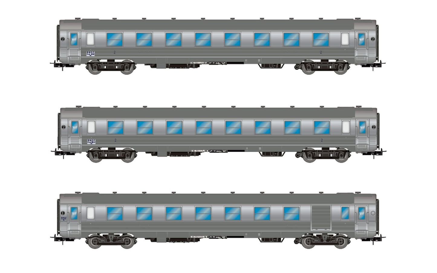 Jouef SNCF DEV Inox Coach Set (3) III HO Gauge HJ4175