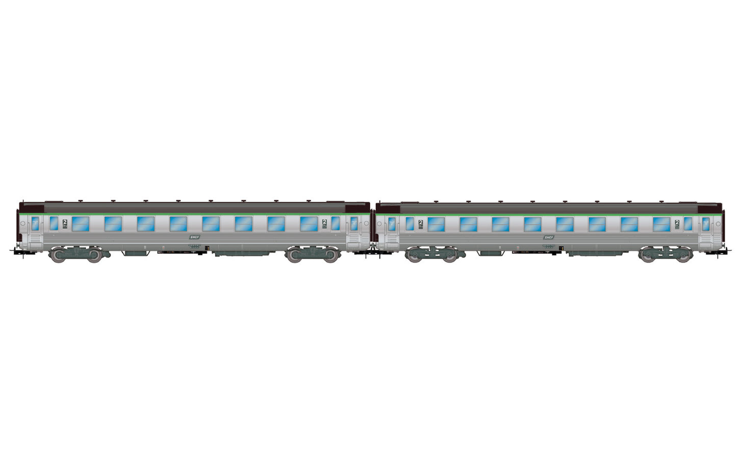 Jouef SNCF DEV Inox Coach Set (2) IV HO Gauge HJ4177