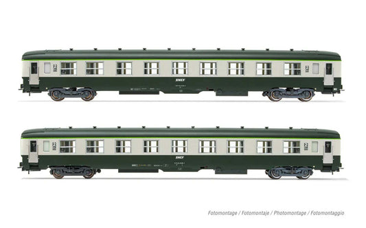 Jouef SNCF DEV AO U59 (A9) 2nd Class Coach Set Encadree (2) IV HJ4181 HO Gauge