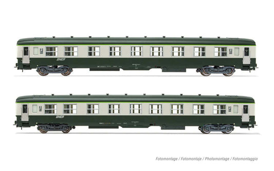 Jouef SNCF DEV AO U59 (A9) 2nd Class Coach Set Noodles (2) IV HJ4182 HO Gauge