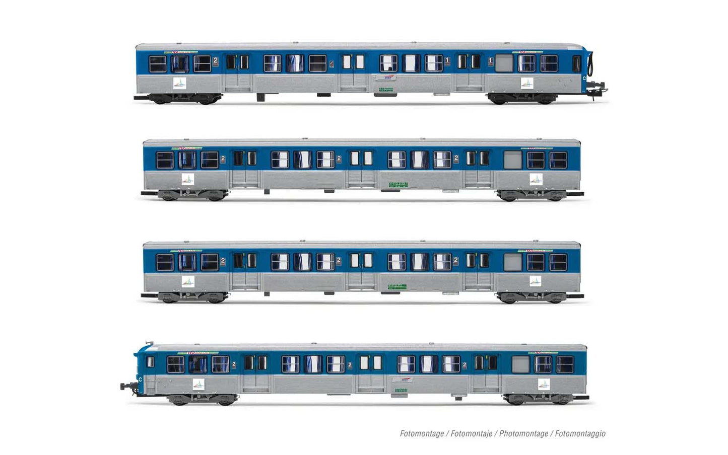 Jouef SNCF RIO77 Coach Set Stelyrail Blue (4) V HJ4185 HO Gauge
