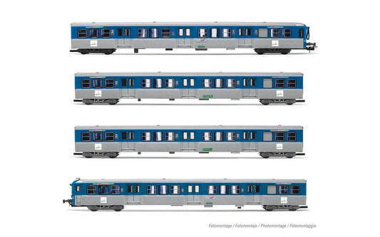 Jouef SNCF RIO77 Coach Set Stelyrail Blue (4) V HJ4185 HO Gauge