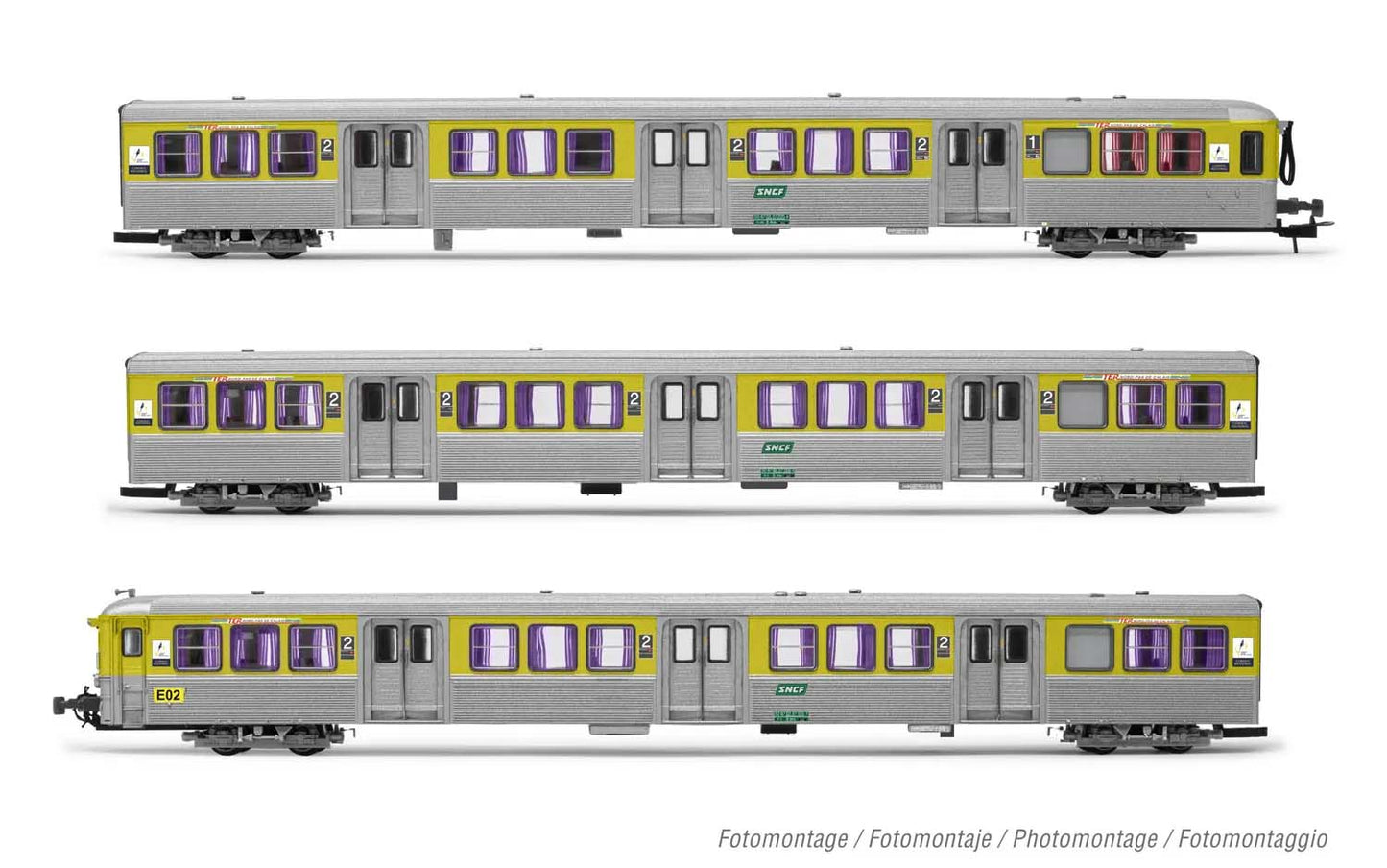 Jouef SNCF RIO78 (ex NPDC) Coach Set Yellow/Silver (3) V HJ4186 HO Gauge