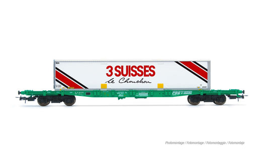 Jouef SNCF S70 Flat Wagon w/3 Suisses Swapboy Load IV HJ6277 HO Gauge