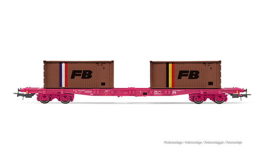 Jouef SNCF S70 Flat Wagon w/2 20' FB Container Load IV HJ6278 HO Gauge