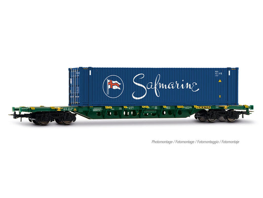 Jouef Cemat Sgnss Wagon w/Safmarine Container Load VI HJ6329 HO Gauge