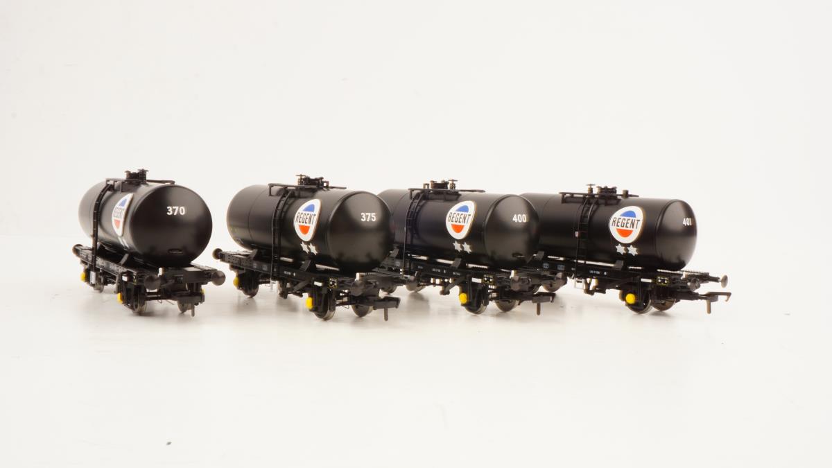 Heljan 35t B Tank Wagon Set (4) Regent Oil Black HN1114 OO Gauge