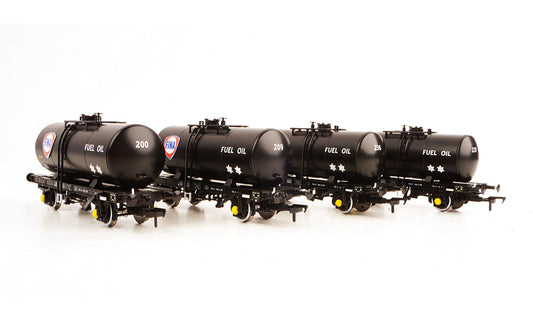 Heljan 35t B Tank Wagon Set (4) Fina Black HN1115 OO Gauge
