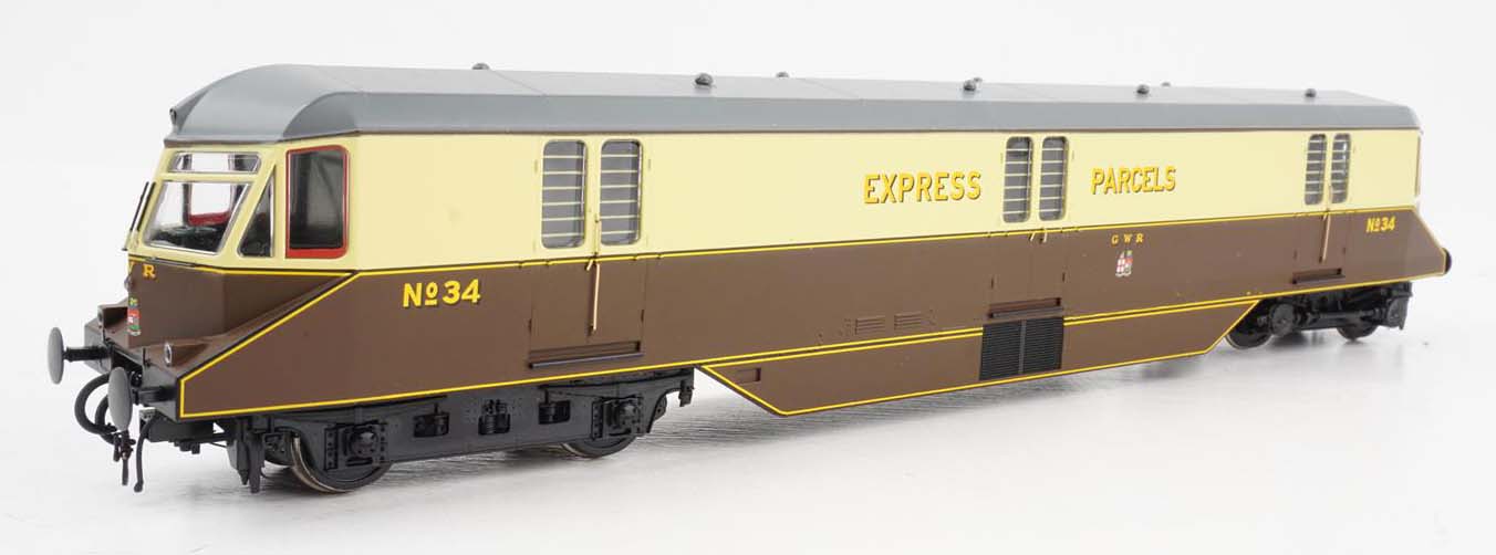 Heljan 19430 AEC Parcels Railcar 34 GWR Chocolate/Cream OO Gauge