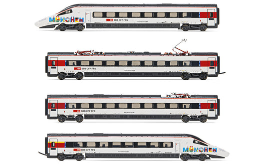 Arnold HN2567 SBB, 'Astoro' RABe 503 018, 4-unit pack ECE 190 Munchen Zurich, period VI N Gauge