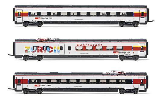 Arnold HN3510 SBB, 'Astoro' RABe 503 018, 3-unit pack intermediate coaches ECE 190 Munchen Zurich, period VI N Gauge