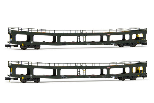 Arnold HN4348 SNCF, 2-unit set DD DEV 66 autotransporter, green with white logo "Carmillon" livery, period VI N Gauge