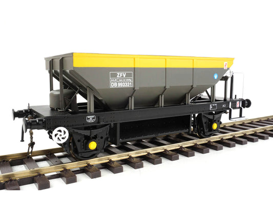 Heljan 4386 ZFV Dogfish Hopper BR Dutch Grey/Yellow DB993331 Weathered O Gauge