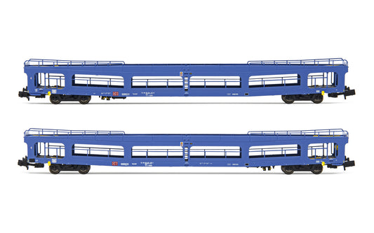 Arnold HN4410 DB AG, 2-unit pack DDm 916 car transporter coaches, blue livery, period VI N Gauge