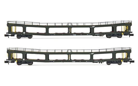 Arnold HN4411 SNCF, 2-unit set DD DEV 66 autotransporter, green livery with white 'Encadre' logo, period IV N Gauge