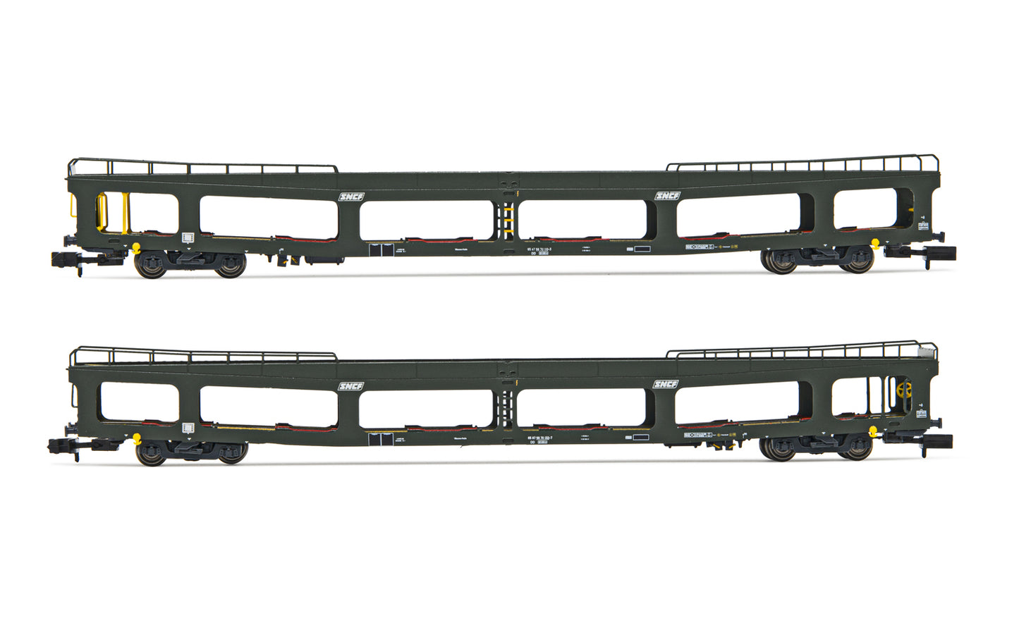 Arnold HN4412 SNCF, 2-unit set DD DEV 66 autotransporter, without superior lateral, green livery, period V N Gauge