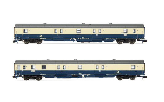 Arnold HN4418 DBP, 2-unit pack 4-axle postal vans Post-mrz, blue/beige livery, period IV N Gauge