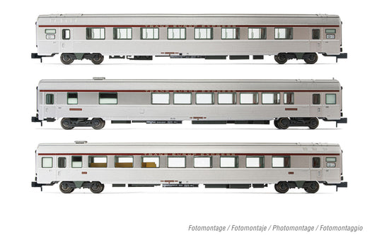 Arnold HN4440 SNCF, 3-unit pack TEE "Cisalpin" (Milan - Paris), pack 1/2 Vru + A3rtu + A8u, silver livery, ep. IV N Gauge