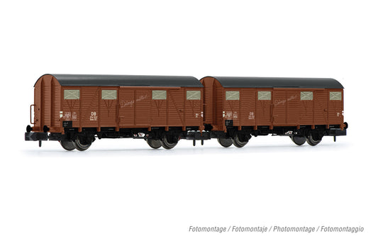 Arnold HN6568 DB, 2-unit pack 2-axle covered wagons Gmhs 55, brown livery "Dungemittel", ep. III N Gauge