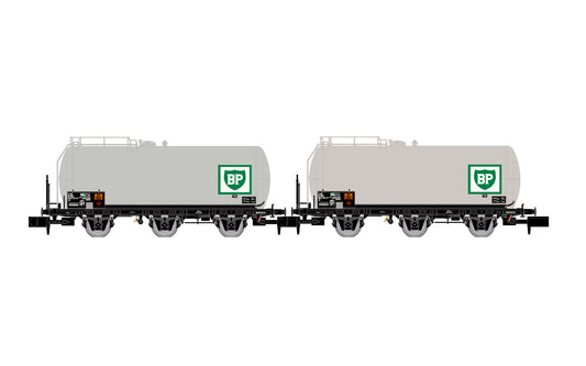 Arnold HN6608 SNCF, 2-unit pack of 3-axle tank wagons, "BP", ep. IV N Gauge