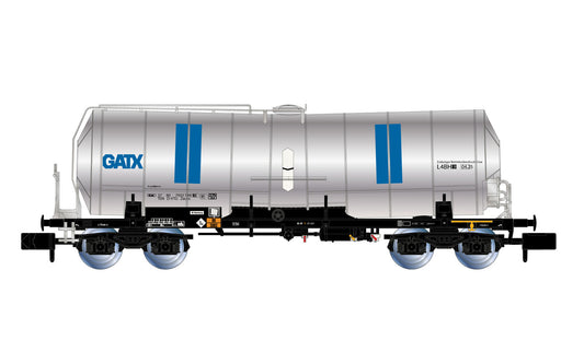 Arnold HN6631 D-GATXD, 4-axle tank wagon(isolated), "chrome"-livery, "GATX", ep. VI N Gauge