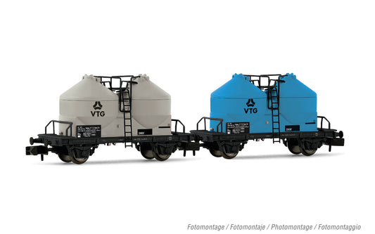 Arnold HN6640 DR-Miet, 2-unit pack of 2-axle silo wagon Ucs, grey livery "VTG", ep. IV N Gauge