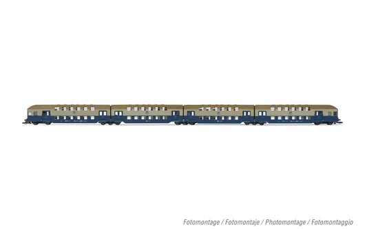 Arnold HN9521 DR, 4-unit double decker coach without control cabin, blue/light grey livery, ep. IV TT Gauge