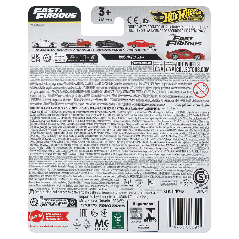 Hot Wheels Premium Fast & Furious 95 Mazda RX-7 Age 3+ Mattel JHW71