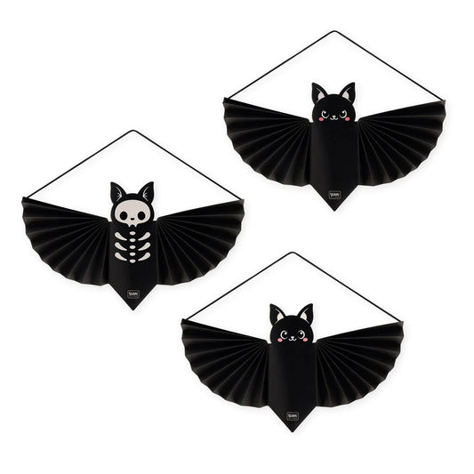 Legami Halloween 26 - Bat Blitz - Set Of 3 Hanging Decorations - Bat