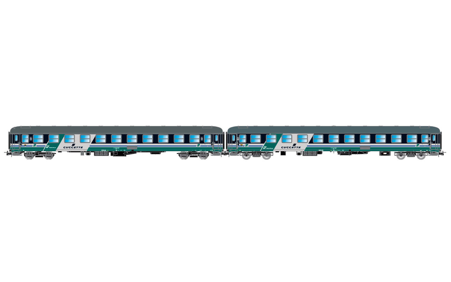 Rivarosssi FS UIC-X XMPR Sleeper Coach Set (2) V HO Gauge HR4376