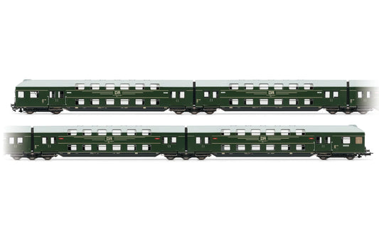Rivarosssi DR Green/Grey Bi-Level Coach Set (4) III HO Gauge HR4392