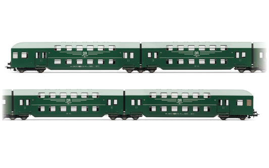 Rivarosssi DR Green/Grey Bi-Level Coach Set (4) IV HO Gauge HR4393