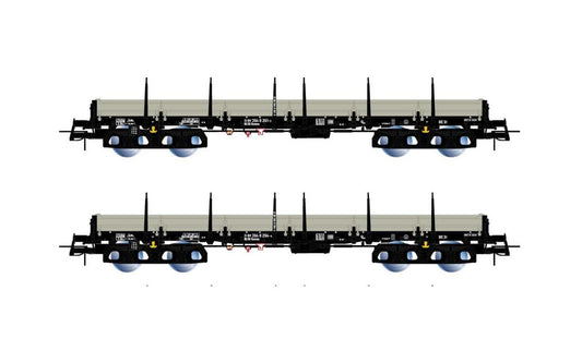 Rivarossi HR6477 DB Remms Bogie Stake Wagon Set w/Pipe Loads (2) IV HO