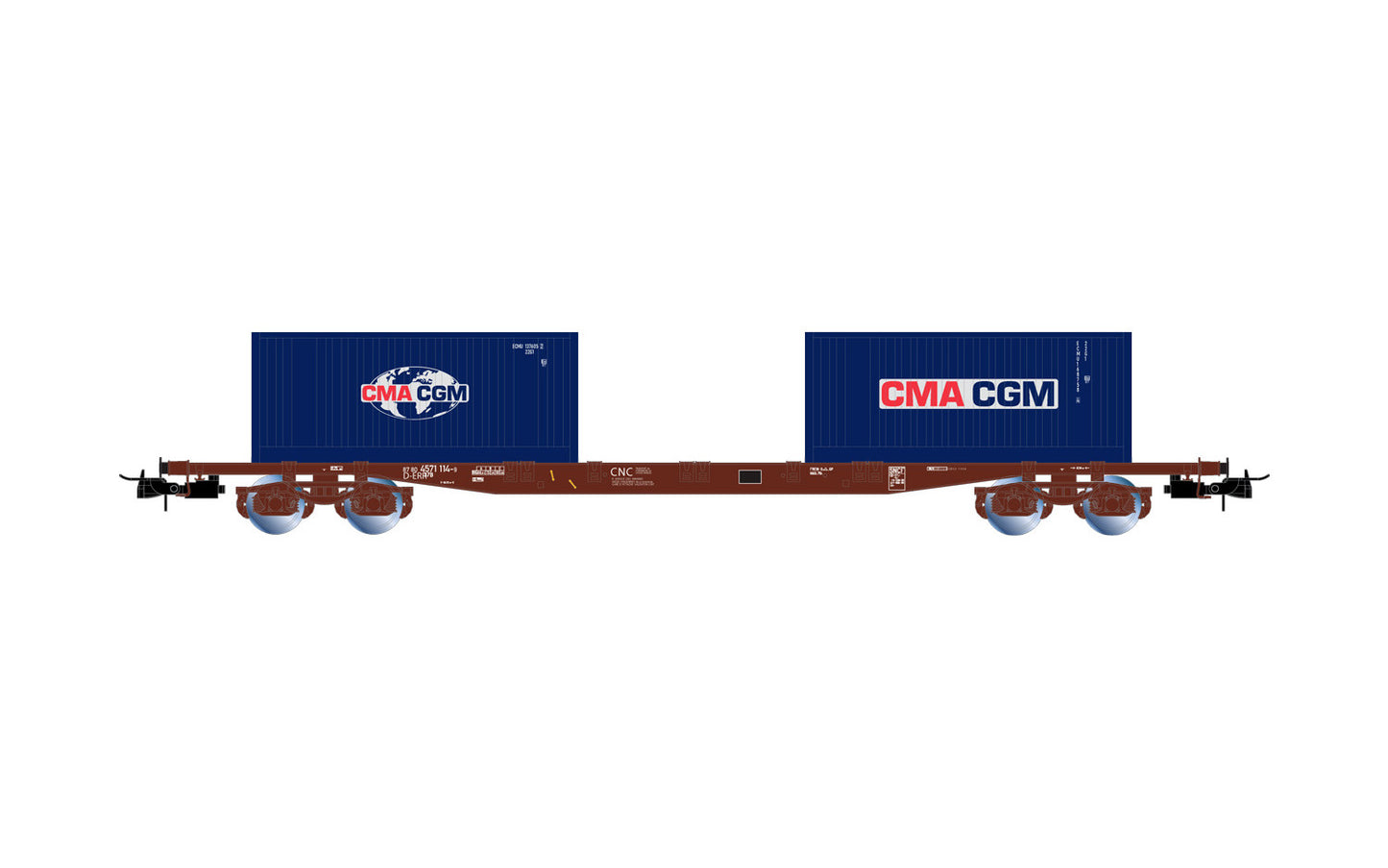 Rivarossi HR6502 D-ERR Sgss 4 Axle Flat Wagon w/20' CMA CGM Container Load HO