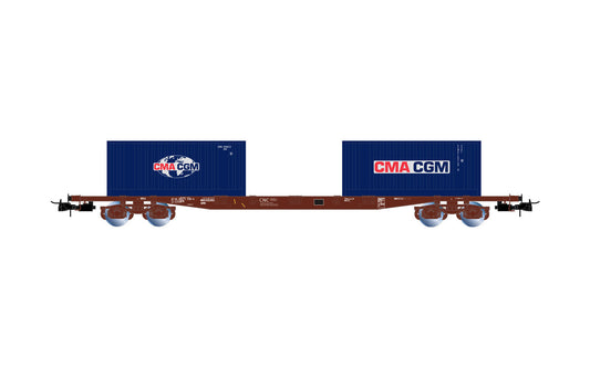 Rivarossi HR6502 D-ERR Sgss 4 Axle Flat Wagon w/20' CMA CGM Container Load HO